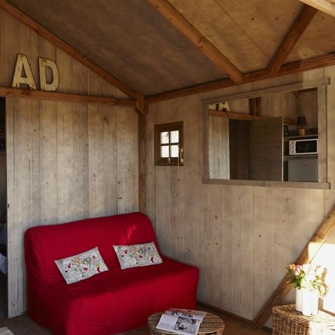 Safaritent 4 personen - Cabane Lodge Bois sur pilotis Standaard 38m² (2 kamers) inclusief overdekt terras 8m² 4 pers.