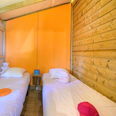 TIENDA DE LONA Y MADERA 4 personas - Sweetflower sur pilotis Confort 43m² (2 habitaciones) + 11 m² terraza semicubierta + TV - 4 personas