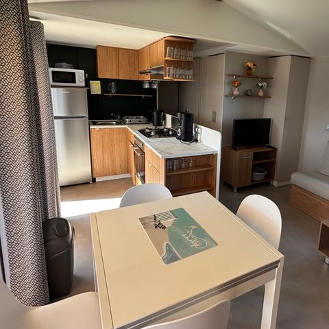 MOBILHOME 6 personnes - PREMIUM 6 pers. 3 chambres / 40m2 et + / L.L et/ou L.V, terrasse fermée, vue mer : MH 31 - 53 - 54 - 70 - 84 - 94 - 106 - 134 - 141 - 148 - 149 - 164 
