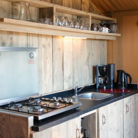 Canvas and wooden tent 6 persons - LODGE Prestige CAMPING