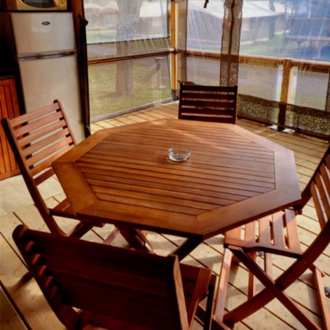 Canvas and wooden tent 5 persons - CONFORT 2ch 5P without sanitary facilities
