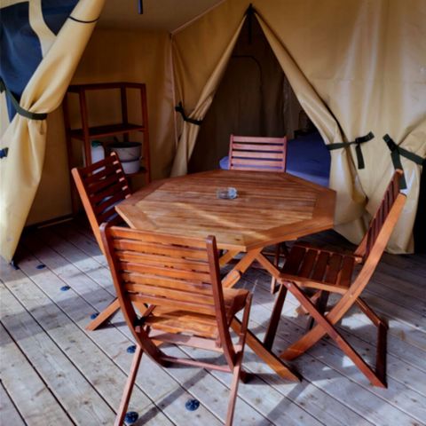 Canvas and wooden tent 5 persons - CONFORT 2ch 5P without sanitary facilities