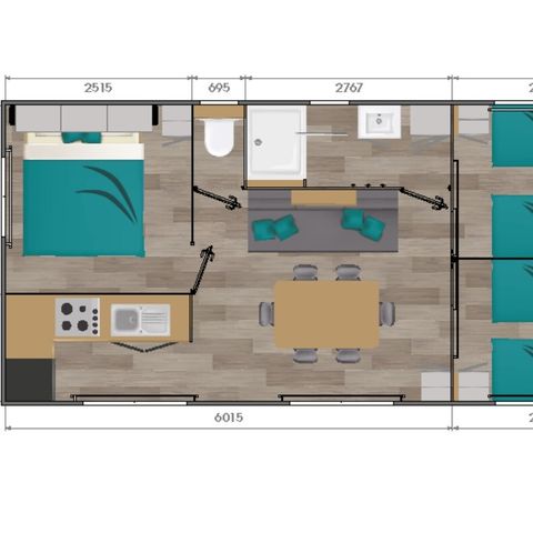 Mobile home 6 persons - Premium 3-bedroom mobile home sleeps 6