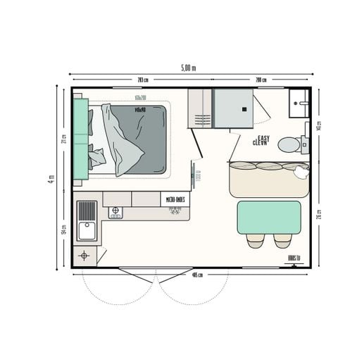 Stacaravan 2 personen - Charmante lodge met 1 slaapkamer - Nieuw voor 2024