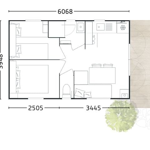 Mobile home 4 persons - Bergamo 23m² - 2 bedrooms