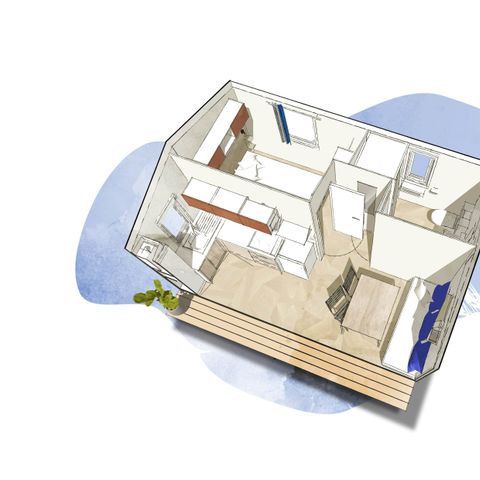 MOBILHOME 2 personas - Mobile home Estudio 20m² - 1 habitación 1 cama doble