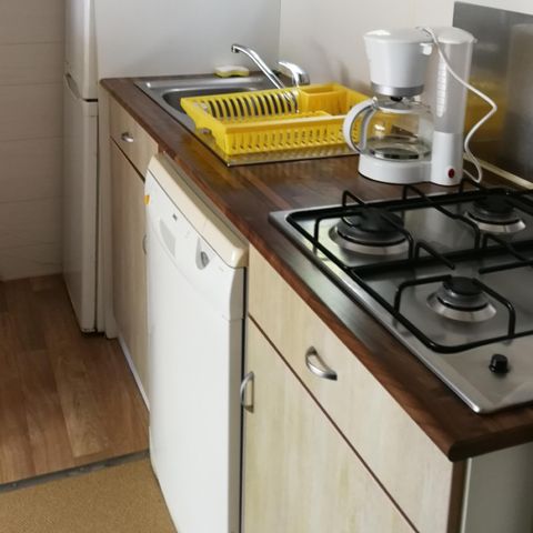Mobilhome 1/6 personas - DUO - 2 dormitorios - 2 baños - 2 WC - 1 sofá - Cama - Lavavajillas - 43,5m² terraza incluido