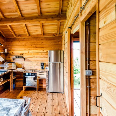 Chalet 6 Personen - Komfort 50m² - 3 Zimmer + überdachte Terrasse + TV + Backofen