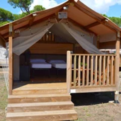 TIENDA DE LONA Y MADERA 2 personas - MINI LODGE (sin instalaciones sanitarias - sin cocina)
