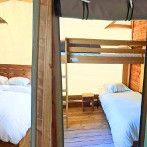 TENTE TOILE ET BOIS 2 personnes - Cottons Flower Confort 35m² - 2 chambres - Terrasse - TV - avec sanitaires - Prix pour 2 personnes
