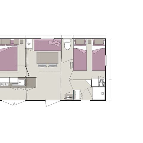 MOBILHOME 4 personnes - Homeflower Premium 29m² - 2 chambres - Terrasse - TV - Clim - Plancha