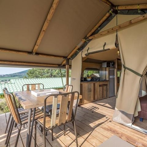 Tente en toile et en bois 5 personnes - Lodge sur pilotis Confort River View