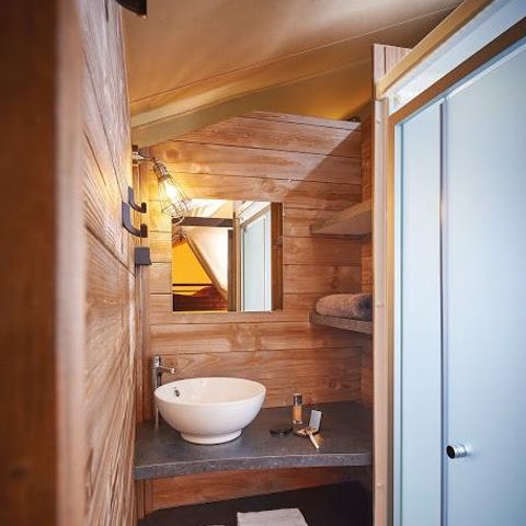 Tente en toile et en bois 5 personnes - Lodge sur pilotis Confort River View