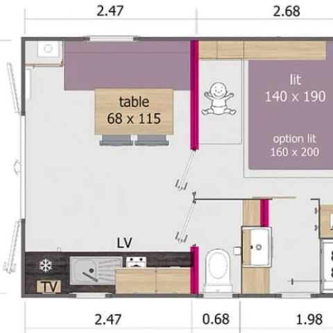 Mobilheim 2 Personen - 1 Zimmer 2 Pers.