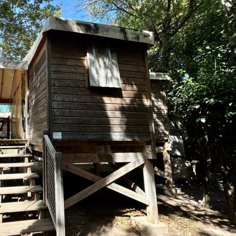Tente en toile et en bois 5 personnes - Caba'nature 3 Pièces 5 Personnes