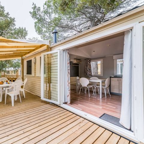 Stacaravan 6 personen - Mobile-home | Premium | 3 slaapkamers | 6 pers. | Verhoogd terras | Air-con.