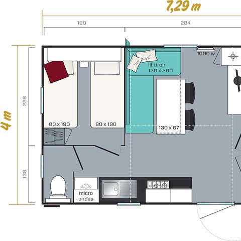 Mobile home 7 persons - Classic 4/7 seater,