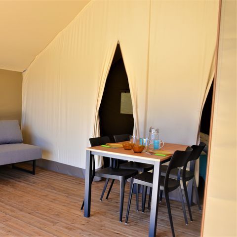 Tente en toile et en bois 4 personnes - Tente Woodlodge Confort 23m² 2 chambres - sans sanitaire 4 pers