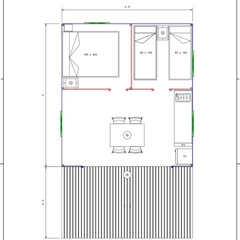 Tente en toile et en bois 4 personnes - Tente Woodlodge Confort 23m² 2 chambres - sans sanitaire 4 pers