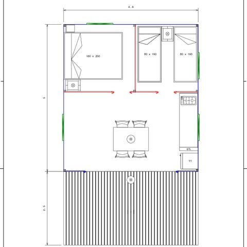 Tente en toile et en bois 4 personnes - Tente Woodlodge Confort 23m² - 2 chambres - Sans sanitaire
