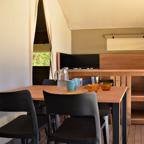 Tente en toile et en bois 4 personnes - Tente Woodlodge Confort 23m² 2 chambres - sans sanitaire 4 pers