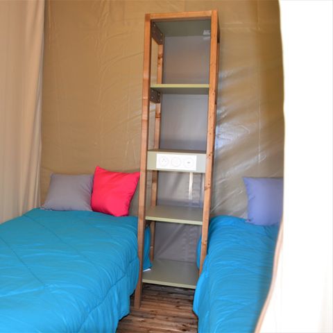 SAFARITENT 4 personen - NIEUW/// Woodlodge Comfort Tent 23m² (2bed - 4pers) - zonder sanitair
