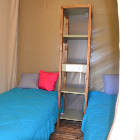 Tente en toile et en bois 4 personnes - Tente Woodlodge Confort 23m² 2 chambres - sans sanitaire 4 pers