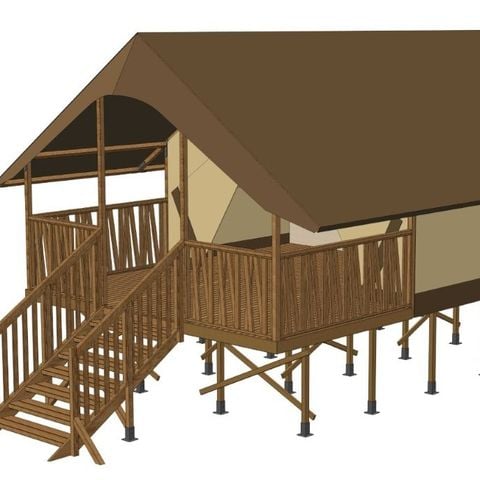 Canvas and wooden tent 4 persons - CABANE LODGE