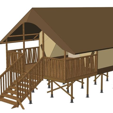Tente en toile et en bois 4 personnes - CABANE LODGE