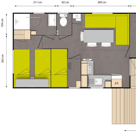 BUNGALOW 6 personnes - Grand confort + avec climatisation pour 6 pers.