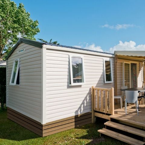 Mobilheim 6 personen - Standard 32m² (3 Schlafzimmer) + TV + Überdachte Terrasse - Anreise Sonntag