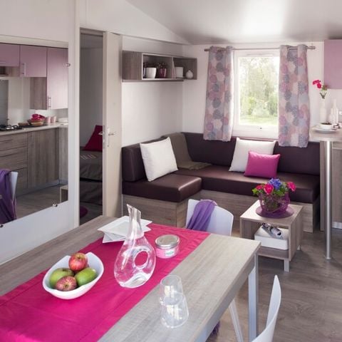 Mobilheim 6 personen - Standard 32m² (3 Schlafzimmer) + TV + Überdachte Terrasse - Anreise Sonntag