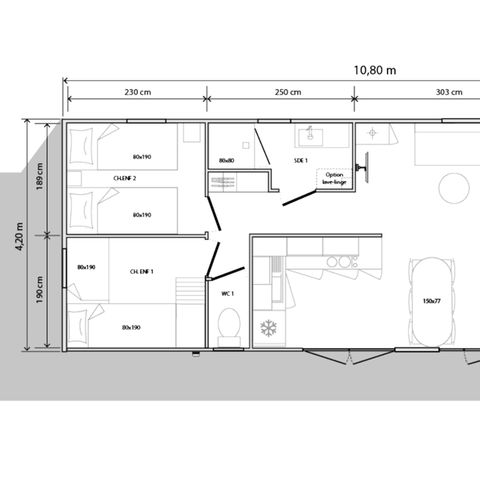 MOBILE HOME 6 people - NEW // Premium mobile home 40m² (3 bedrooms) + Covered terrace + TV + Air conditioning + 2SDB