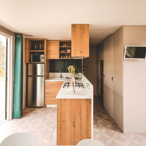 CASA MOBILE 6 persone - NUOVO // Casa mobile Premium 40m² (3 camere) + Terrazza coperta + TV + Aria condizionata + 2SDB