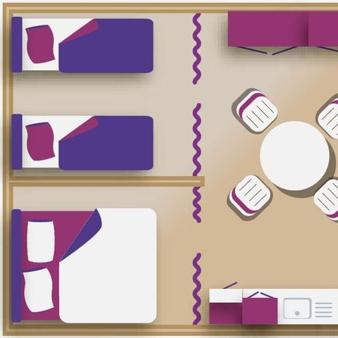 TENTE TOILE ET BOIS 4 personnes - Cabane Standard "Amazone" 30m² - 2 chambres - Terrasse + sanitaire privé