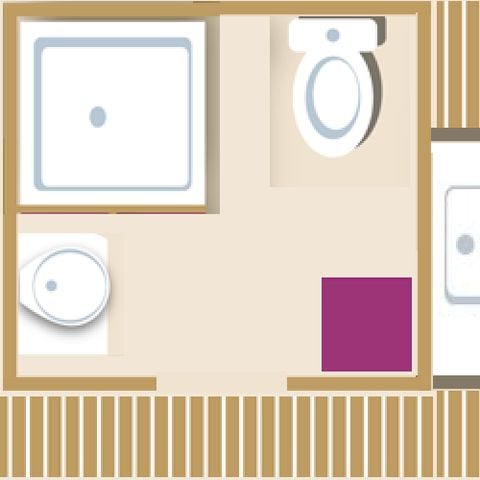Hébergement 4 personnes - Cabane Insolite "Hobbit" 10m² - 1 chambre avec Clim + Terrasse + espace repas + sanitaire privé