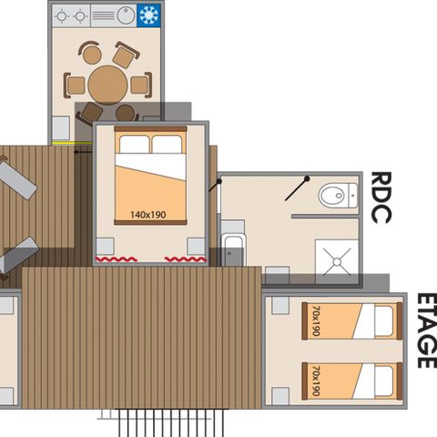 Hébergement 6 personnes - Hébergement en hauteur "Le Nid d'Aigle" 44m² - 3 Chambres - Terrasse - LV - Plancha - Accès privé