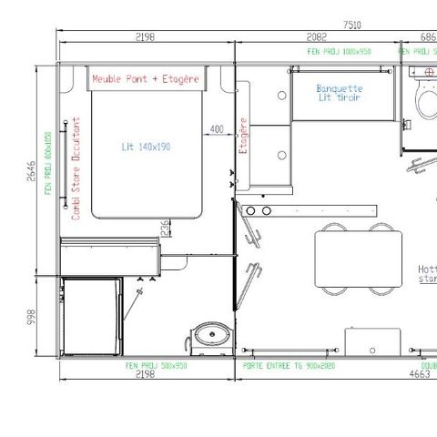 MOBILHOME 6 personas - Premium "EVO" 29m² - 2 habitaciones - Aire acondicionado - BT - Horno - Terraza sombreada