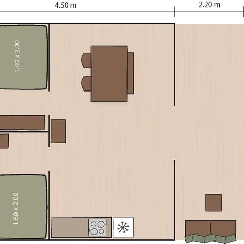 Canvas and wooden tent 5 persons - Safari tent Lodge (5P)
