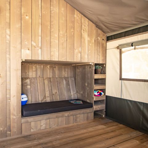 TENTE TOILE ET BOIS 5 personnes - Polari - Tente Safari + sanitaires + climatisation (6P)