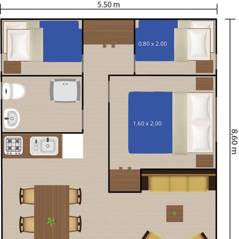 SafariZelt 6 Personen - Safarizelt + Sanitär + Klima (6P) 