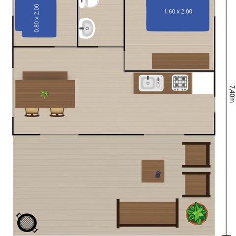 SafariZelt 4 Personen - Safarizelt + Sanitär + Klima (4P)