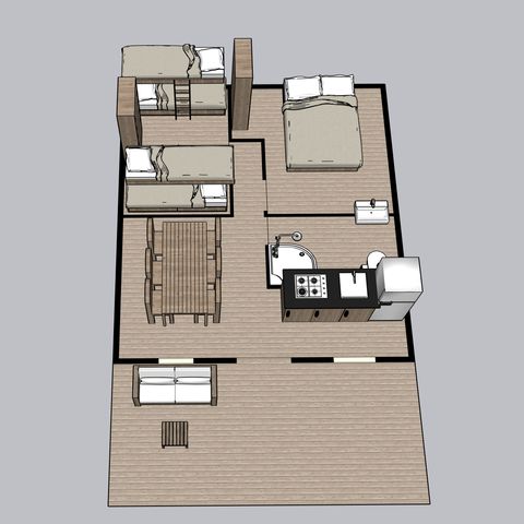 SafariZelt 6 Personen - Safarizelt Sunset + Sanitäranlagen + Klimaanlage (6P)