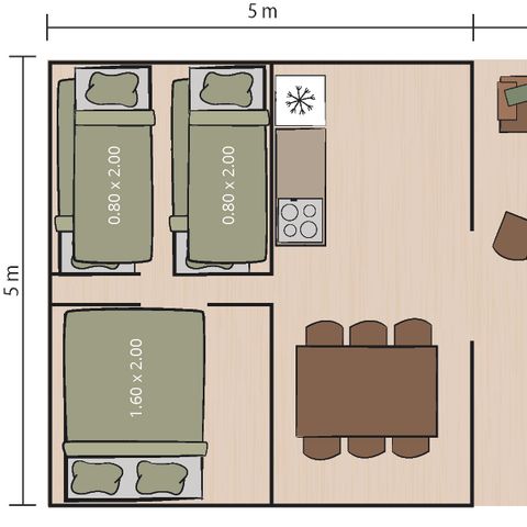 CANVAS AND WOOD TENT 5 people - Safari tent Relax
