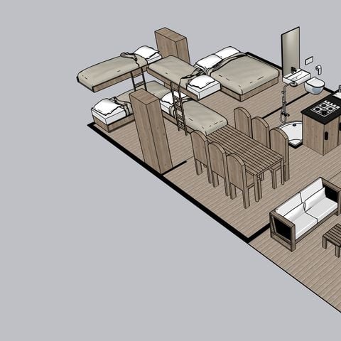 SafariZelt 6 Personen - Safarizelt Sorella + sanitäre Einrichtungen + Klimaanlage (6P)