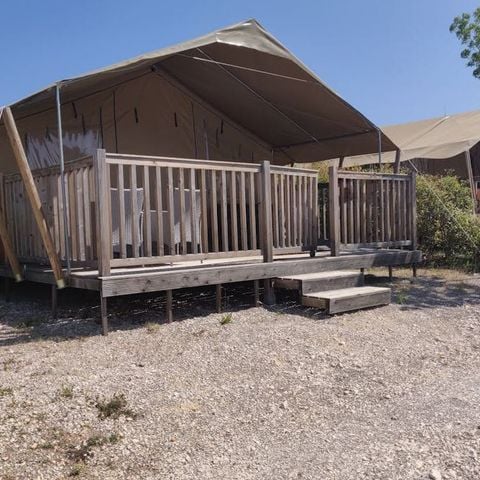 TENTE TOILE ET BOIS 5 personnes - Tente safari Sorella + sanitaires + climatisation (6P)
