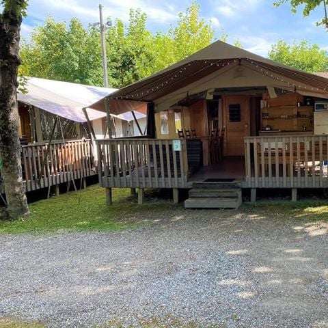 TENDA IN TELA E LEGNO 5 persone - Tenda Safari Sorella + servizi igienici + aria condizionata (6P)