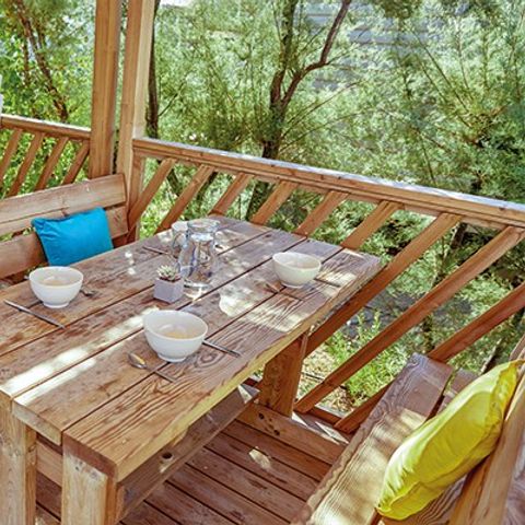 Mobilheim 6 personen - Premium | 3 Schlafz. | 6 Pers. | Erhöhte Terrasse | Klimaanlage | TV