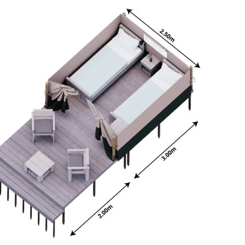TENTE TOILE ET BOIS 2 personnes - Tente Safari XS