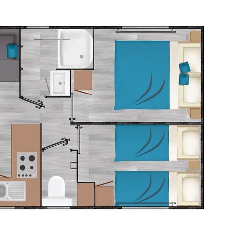 Bungalow 4 persons - Bungalow Premium 2 bedrooms 4 pers